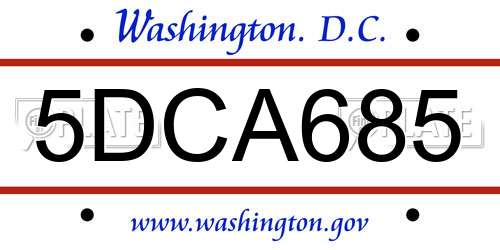 5DCA685 District Of Columbia License Plate