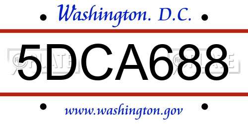 5DCA688 District Of Columbia License Plate
