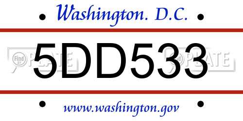 5DD533 District Of Columbia License Plate