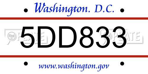 5DD833 District Of Columbia License Plate
