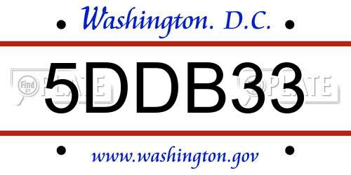 5DDB33 District Of Columbia License Plate