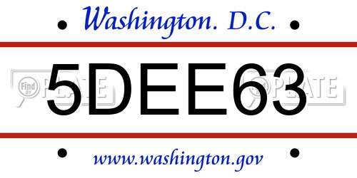 5DEE63 District Of Columbia License Plate