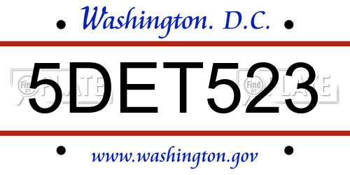 5DET523 District Of Columbia License Plate