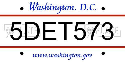 5DET573 District Of Columbia License Plate