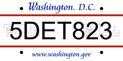 5DET823 District Of Columbia License Plate