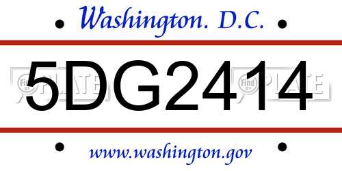 5DG2414 District Of Columbia License Plate