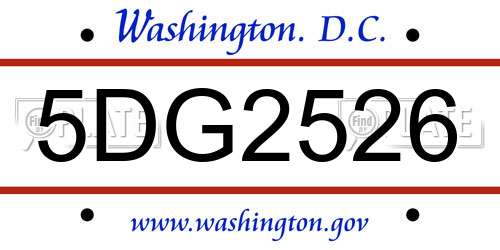 5DG2526 District Of Columbia License Plate