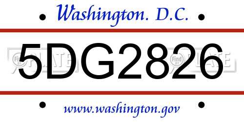 5DG2826 District Of Columbia License Plate