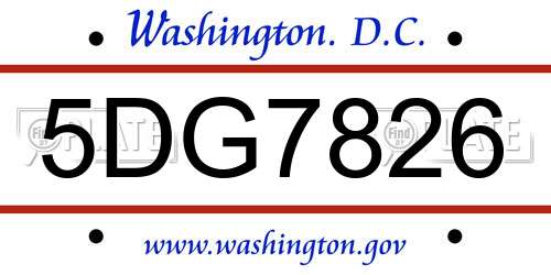 5DG7826 District Of Columbia License Plate