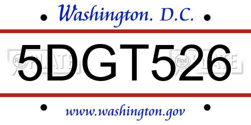 5DGT526 District Of Columbia License Plate