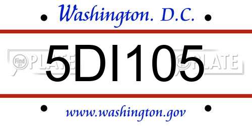 5DI105 District Of Columbia License Plate