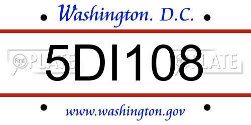 5DI108 District Of Columbia License Plate