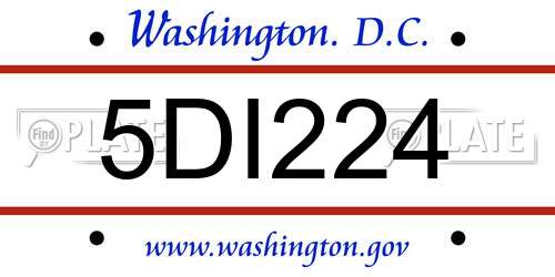 5DI224 District Of Columbia License Plate