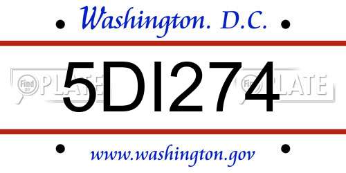 5DI274 District Of Columbia License Plate