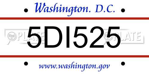 5DI525 District Of Columbia License Plate