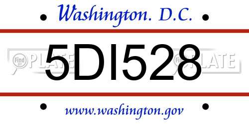5DI528 District Of Columbia License Plate