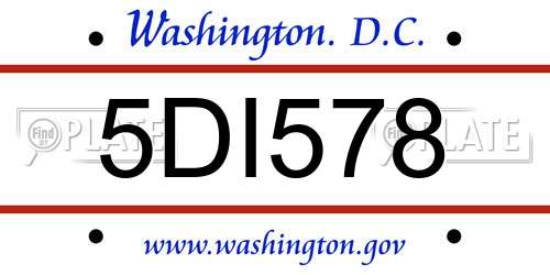 5DI578 District Of Columbia License Plate