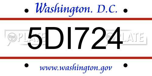 5DI724 District Of Columbia License Plate