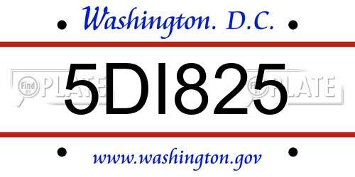 5DI825 District Of Columbia License Plate