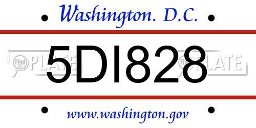 5DI828 District Of Columbia License Plate