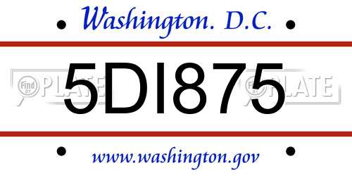 5DI875 District Of Columbia License Plate