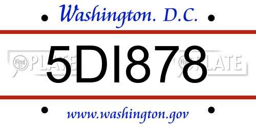 5DI878 District Of Columbia License Plate