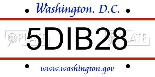 5DIB28 District Of Columbia License Plate
