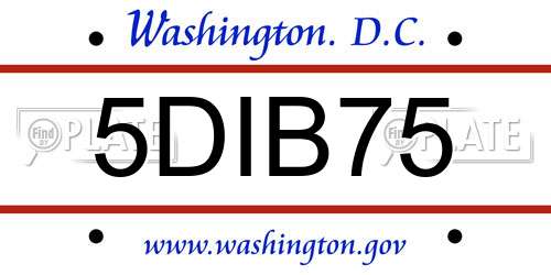 5DIB75 District Of Columbia License Plate