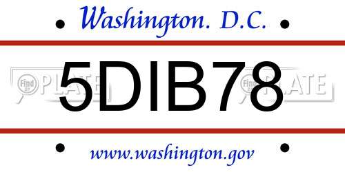 5DIB78 District Of Columbia License Plate