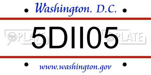 5DII05 District Of Columbia License Plate