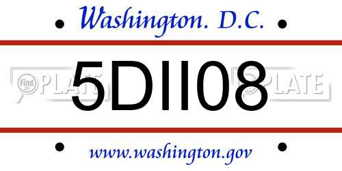 5DII08 District Of Columbia License Plate