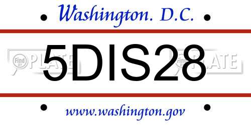 5DIS28 District Of Columbia License Plate