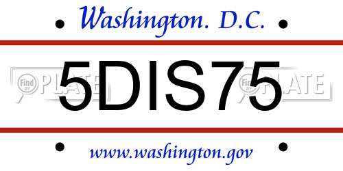 5DIS75 District Of Columbia License Plate