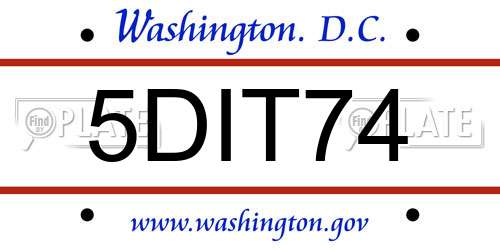5DIT74 District Of Columbia License Plate