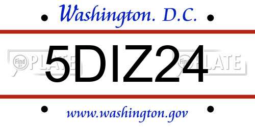 5DIZ24 District Of Columbia License Plate