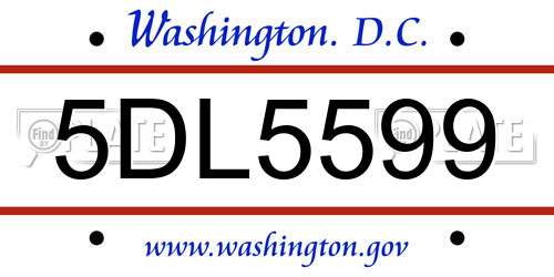 5DL5599 District Of Columbia License Plate