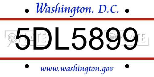 5DL5899 District Of Columbia License Plate