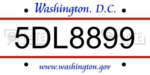 5DL8899 District Of Columbia License Plate
