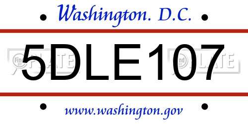 5DLE107 District Of Columbia License Plate