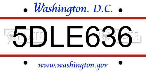 5DLE636 District Of Columbia License Plate