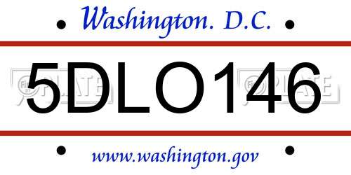 5DLO146 District Of Columbia License Plate