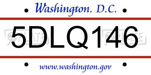 5DLQ146 District Of Columbia License Plate
