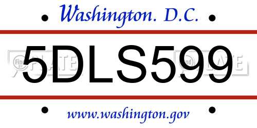 5DLS599 District Of Columbia License Plate