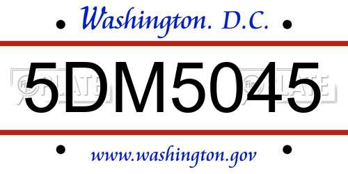 5DM5045 District Of Columbia License Plate