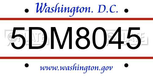 5DM8045 District Of Columbia License Plate