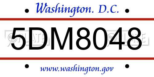 5DM8048 District Of Columbia License Plate
