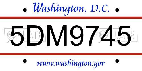 5DM9745 District Of Columbia License Plate