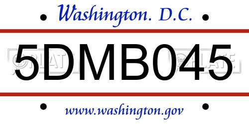 5DMB045 District Of Columbia License Plate