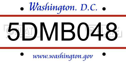 5DMB048 District Of Columbia License Plate
