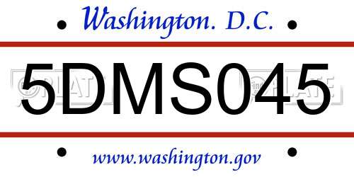 5DMS045 District Of Columbia License Plate